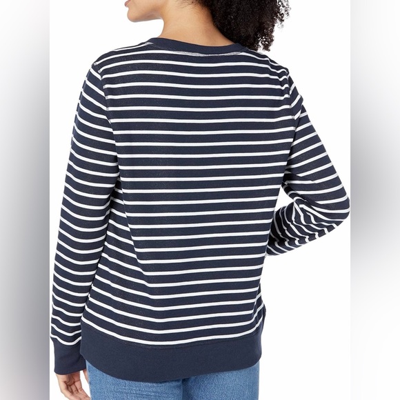 Amazon Essentials Women's Long Sleeve Striped Top - Navy and White - Picture 3 of 8